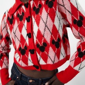 Zara Mickey Mouse Disney Jacquard Knit cropped cardigan